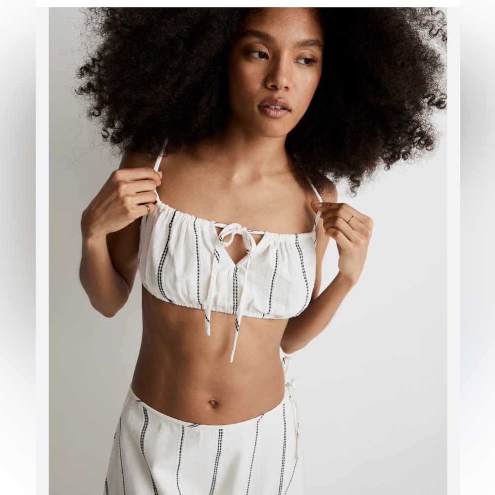 Madewell - Tie Front Bubble Cover Up Crop Top